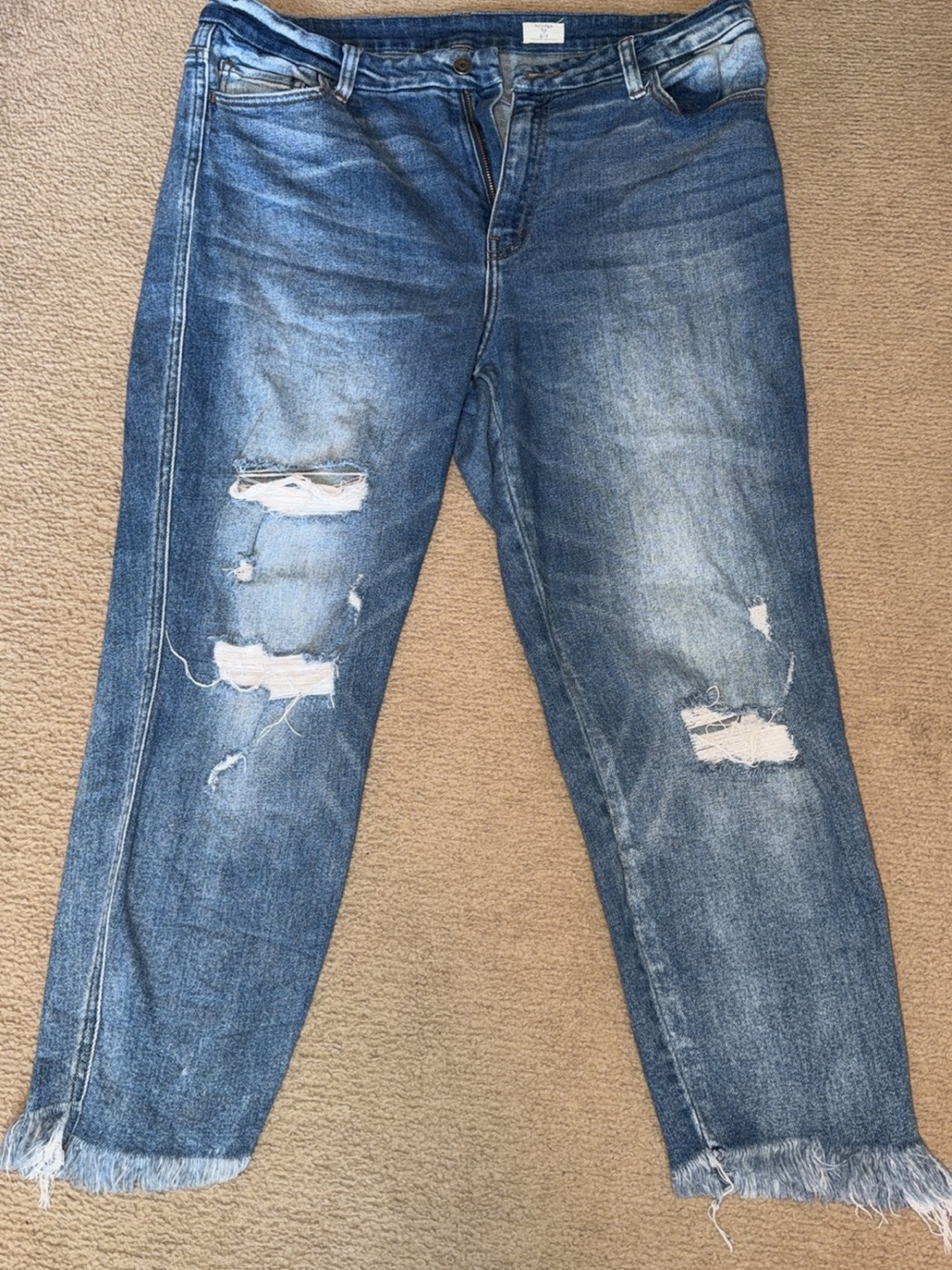 Women’s Distressed Skinny Jeans - Washed Blue